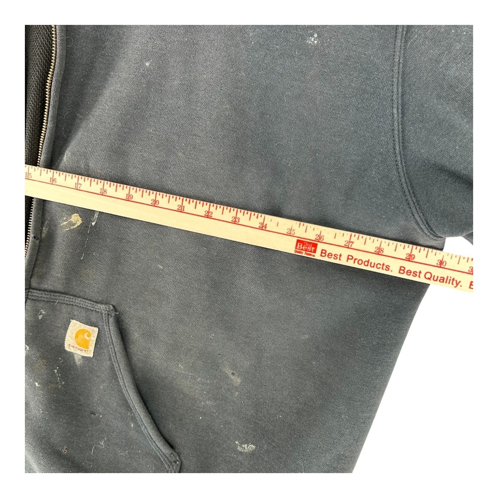 VTG Carhartt Jacket Hoodie Rain Defender Gray Mens 2XL Paint Distressed Read - Picture 2 of 13
